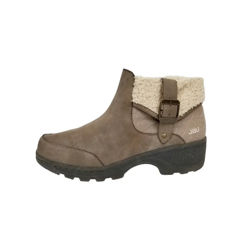 JBU by Jambu Haven Faux Fur Trim Ankle Boots Taupe Tan Women's Size 7.5